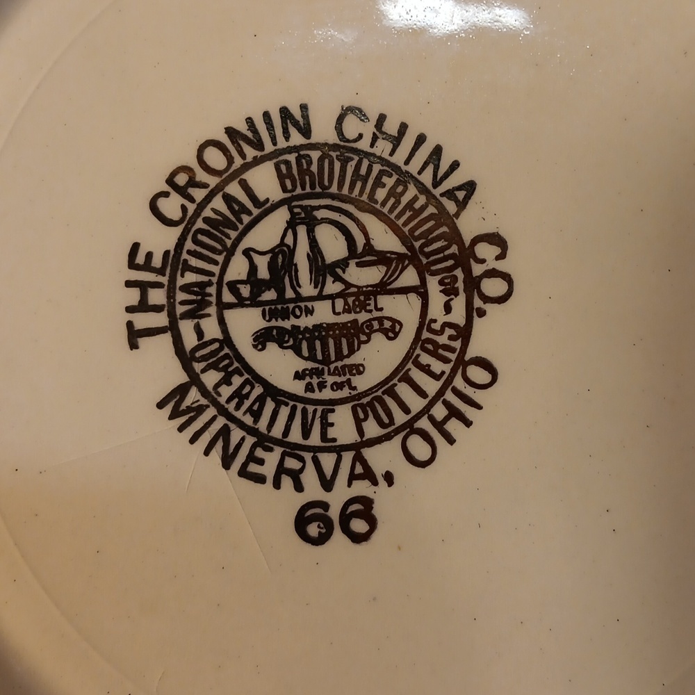 Vintage 1966 Cronin China Co. NATIONAL BROTHERHOOD OF POTTERS plate - Picture 3 of 4